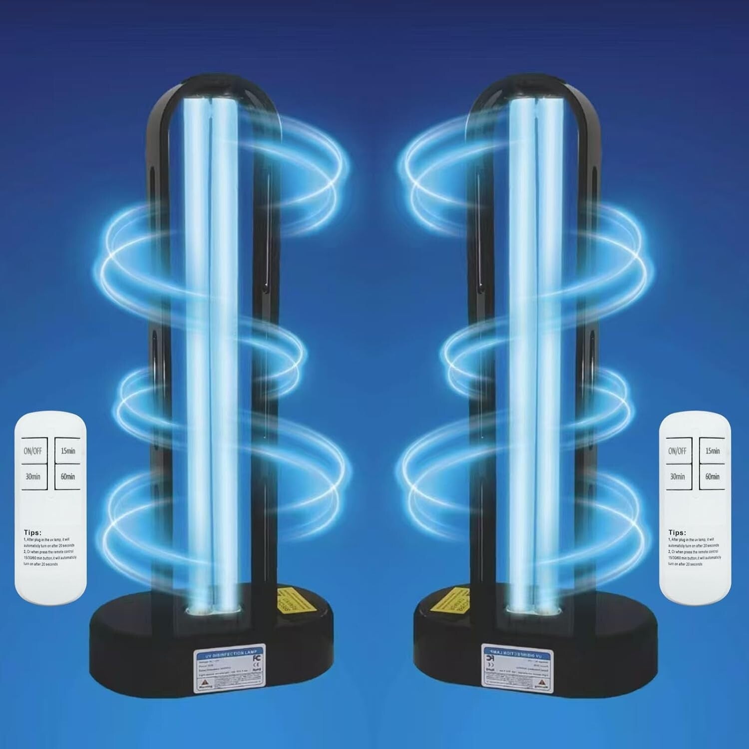 Dual Function UVC Light - 38W Ozone & Ozone-Free UV Sanitizers, 2 Pack