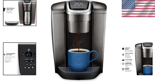 Brushed Slate Single Serve Coffee Brewer with Strong Brew & Program Features