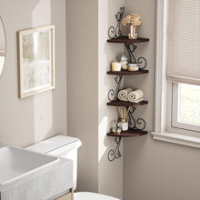 Load image into Gallery viewer, Versatile Walnut Finish Corner Shelf – Decorate and Organize Your Home Stylishly