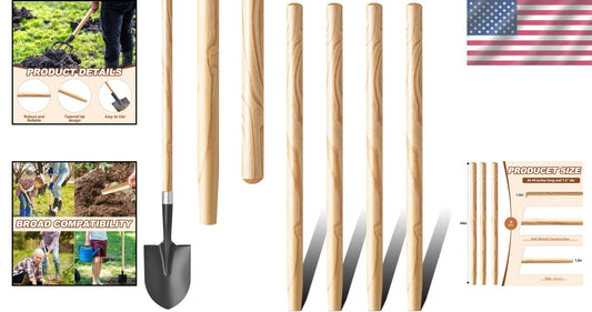 Professionally Crafted Ash Wooden Shovel Replacement Handles – 4 Pack 40.94"
