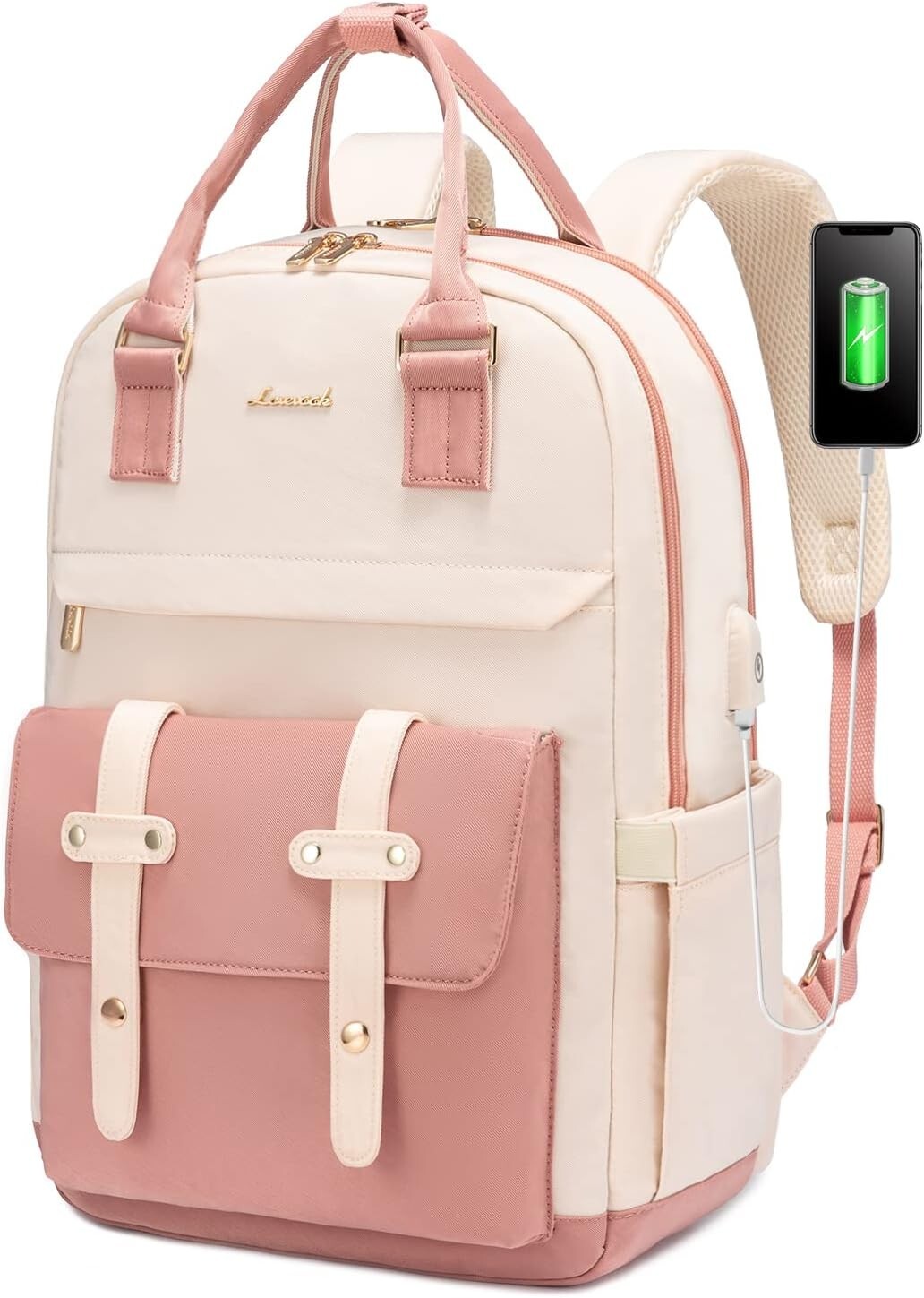 Stylish Water-Resistant Laptop Backpack with USB Port for Women - 15.6 Inch