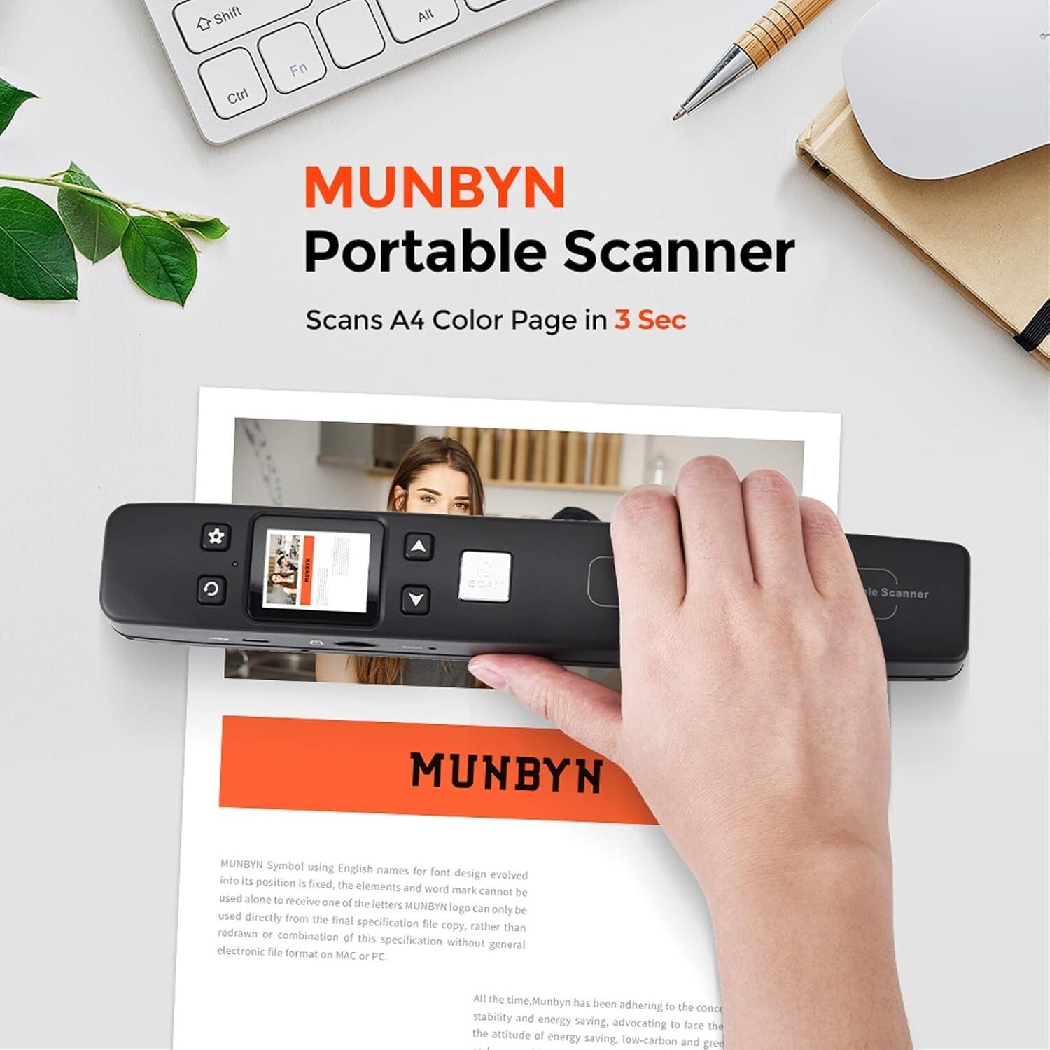 Lightweight Handheld Scanner for Photos & Documents at 1050 DPI Resolution