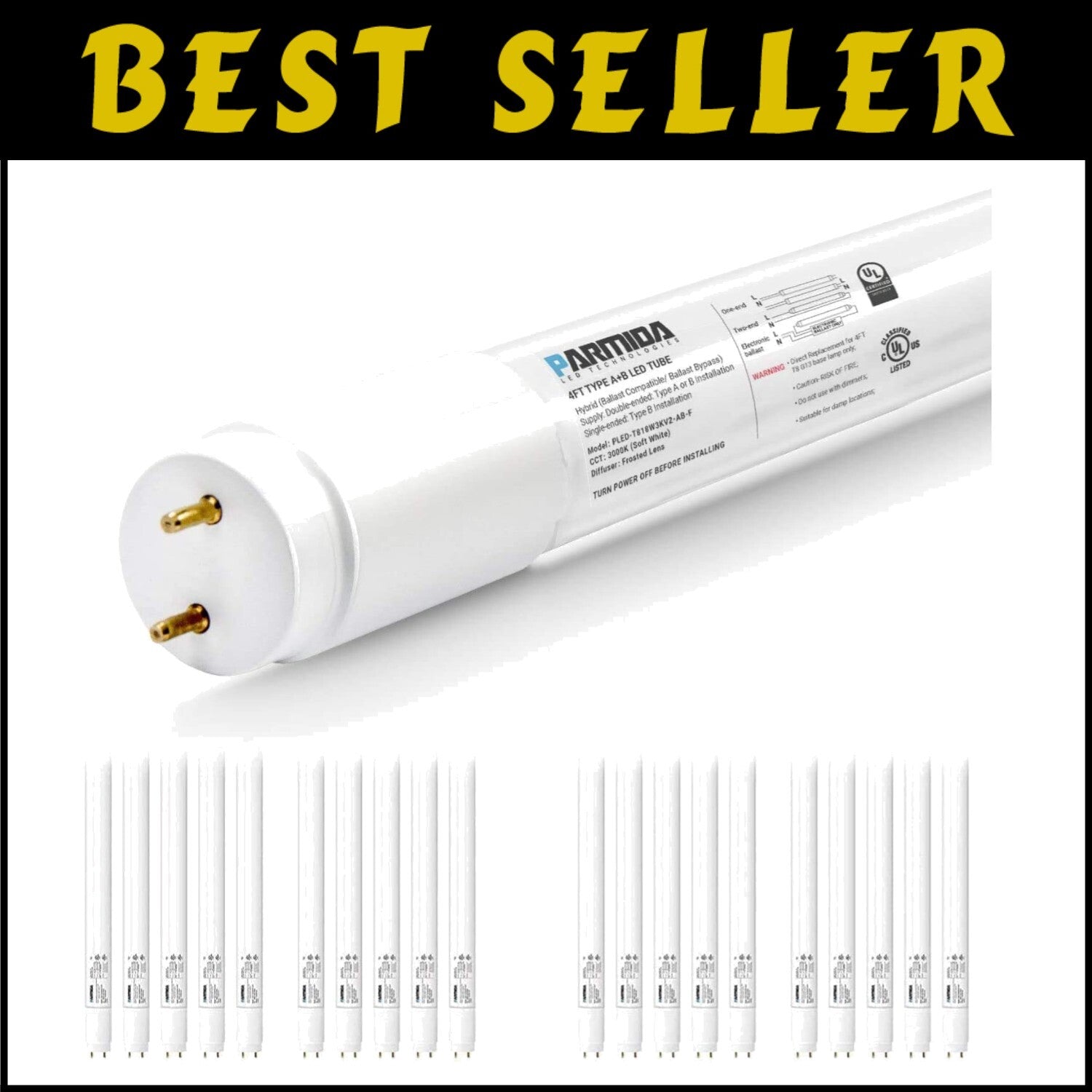 Energy-Efficient 20-Pack 4FT LED T8 Tubes - 5000K Daylight, Dual-end Options