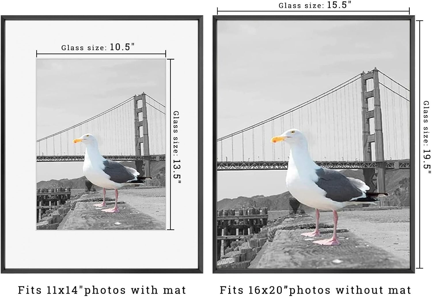 Durable 16x20 metal Picture Frames with 11x14 Mat - Perfect for Home and Gifting