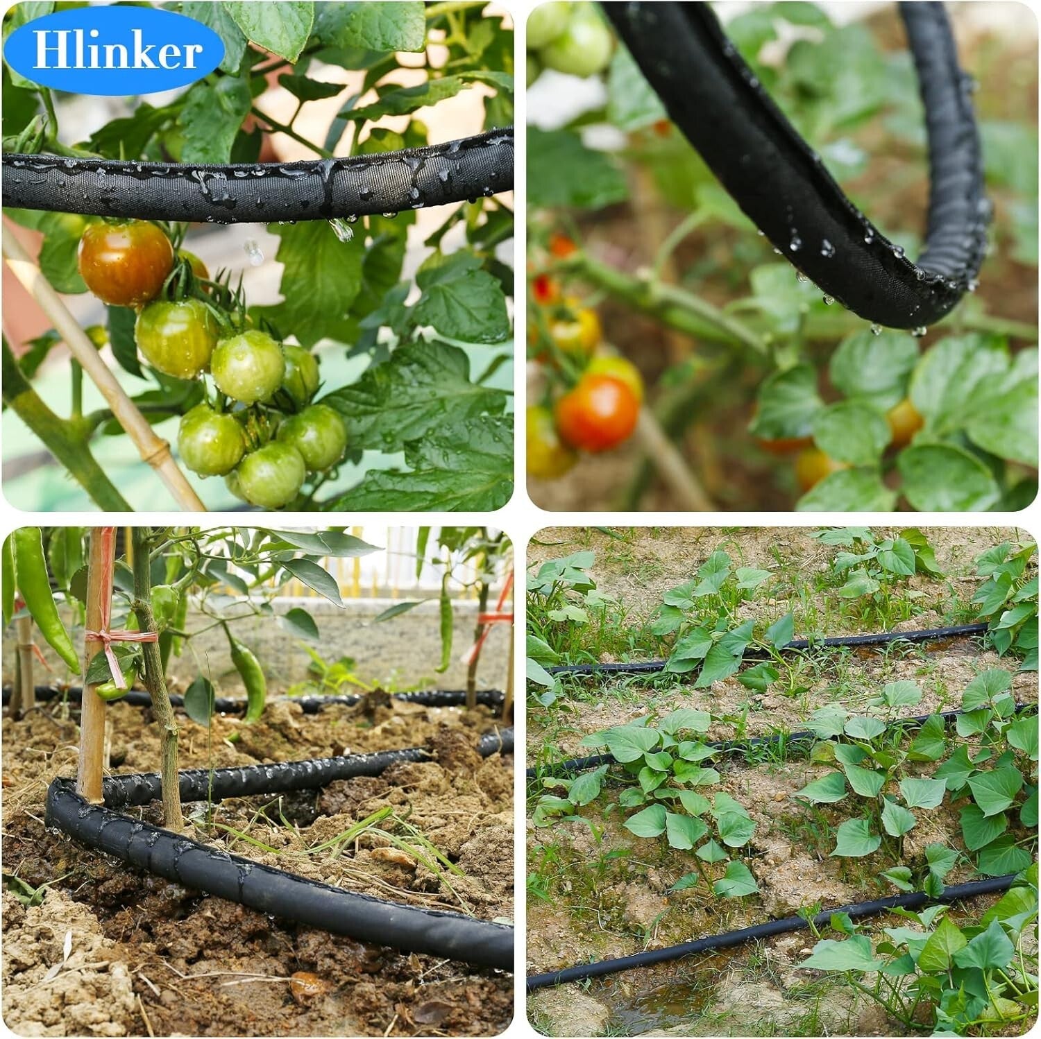 Eco-Friendly 100FT Flat Soaker Hose for Efficient Drip Irrigation, Linkable
