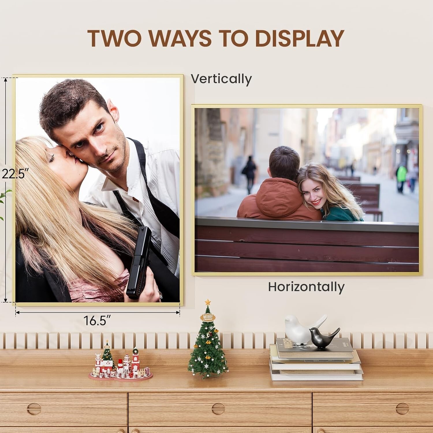 17x23 Gold Aluminum Picture Frame with HD Tempered Glass - Dual Display Elegance