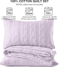 Load image into Gallery viewer, Luxurious 100% Cotton King Size Quilt Set in Lavender - 3-Piece Geometric Design