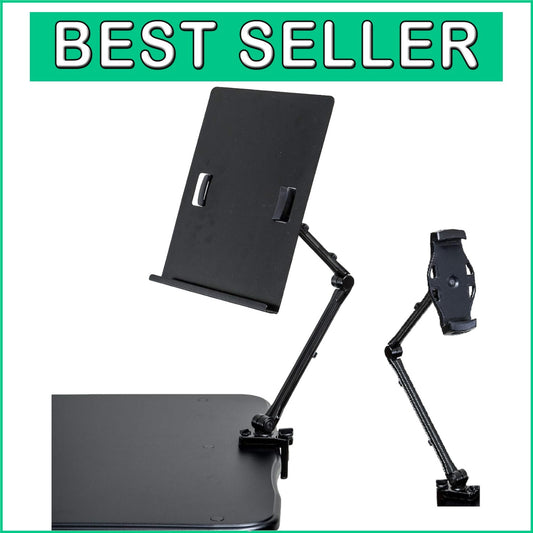 Full Motion Black Document and Tablet Holder - Adjustable & Space-Saving Design