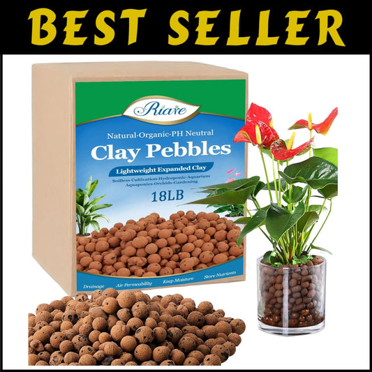 18 lbs Lightweight Organic Clay Pebbles - Ideal for Hydroponic Gardening