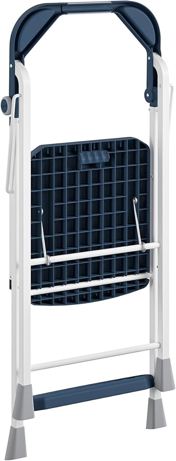 Family-Friendly 2-Step Folding Stool with Slip-Resistant Platform and Snack Tray