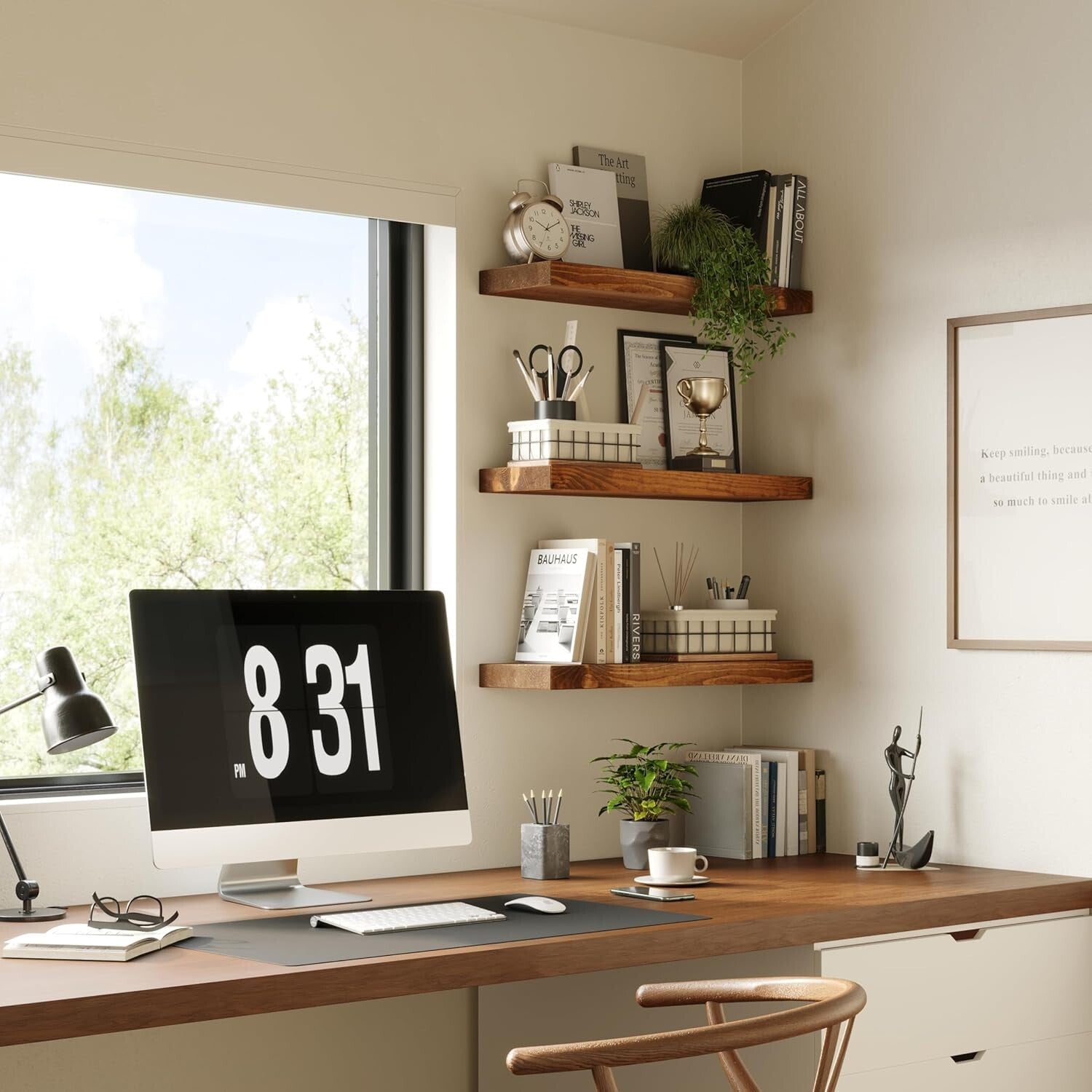 Elegant 24" Floating Shelves - Rustic Solid Wood for Kitchen and Living Room