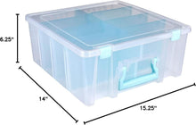 Load image into Gallery viewer, Heavy-Duty Double Deep Craft Organizer with Removable Dividers - Aqua &amp; Clear
