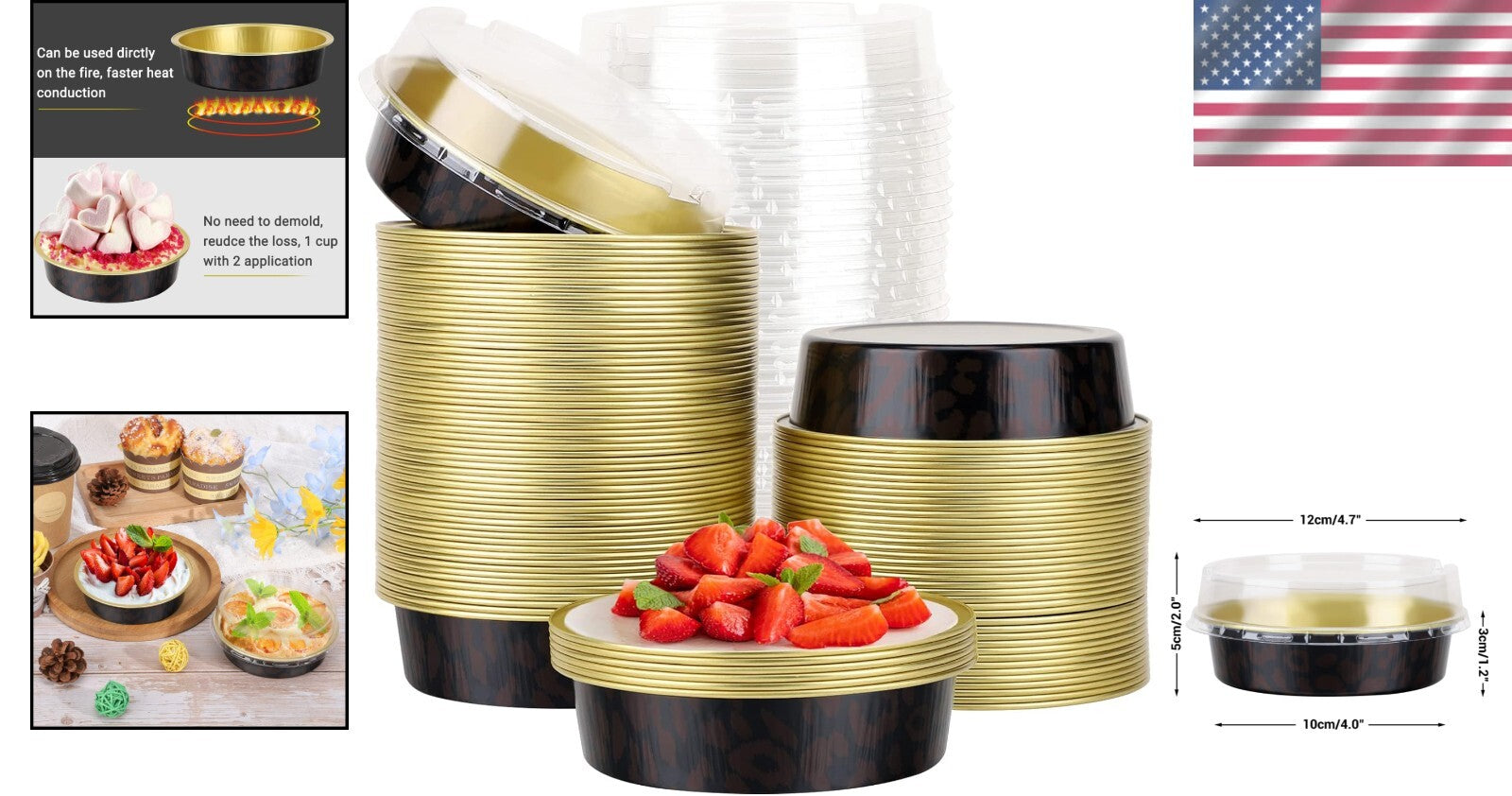 Dark Red Spot Round 4-Inch Aluminum Pans with Lids - Ideal for All Occasions