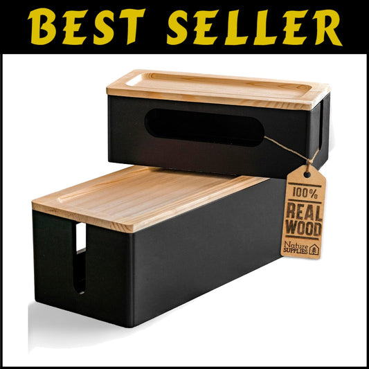 Large and Medium Wood Cord Organizers - Hide Wires with Rustic Elegance