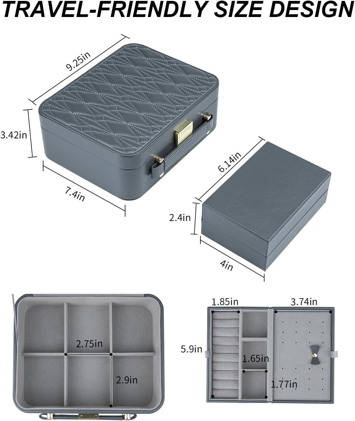 Diamond-Shaped Travel Jewelry Case with Velvet Lining - Stylish Storage Solution