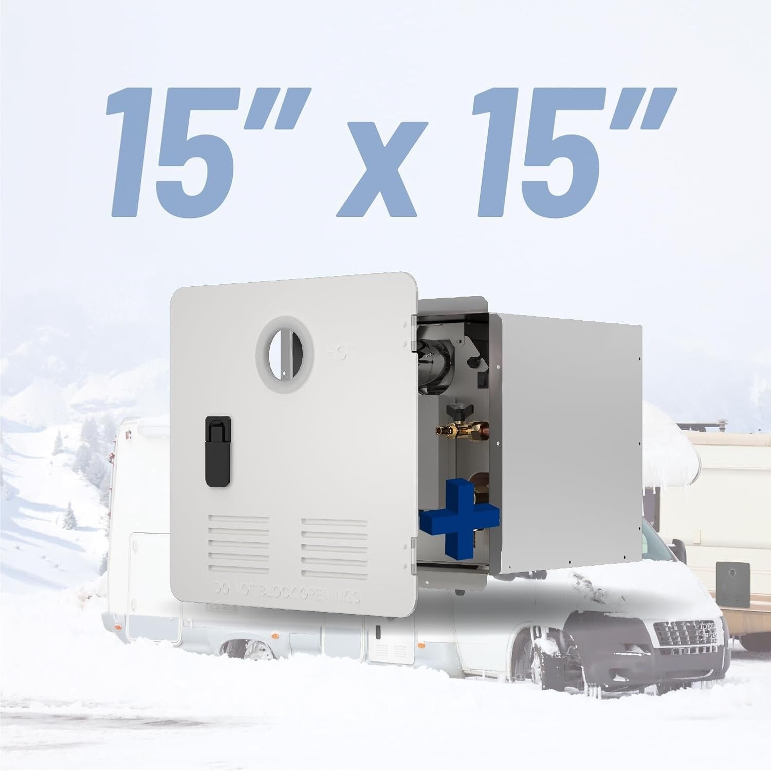 Durable Anti-Bump 15" x 15" RV Water Heater Door - Black Galvanized Steel