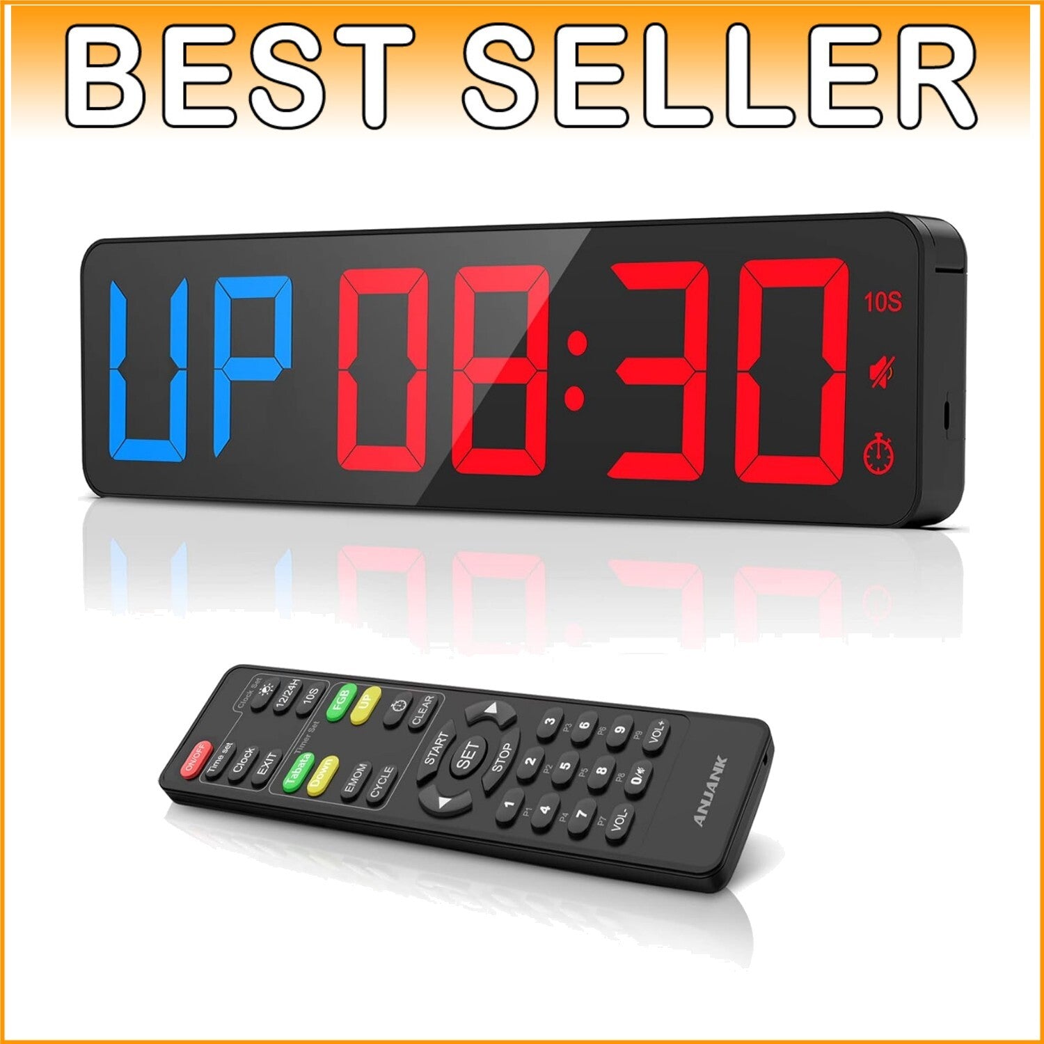 15" Large LED Gym Timer with Adjustable Buzzer - Perfect for All Workouts