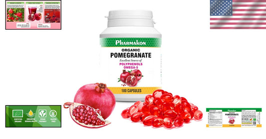 Organic Pomegranate Extract Softgels with Omega 5, 180 Count for Immune Support