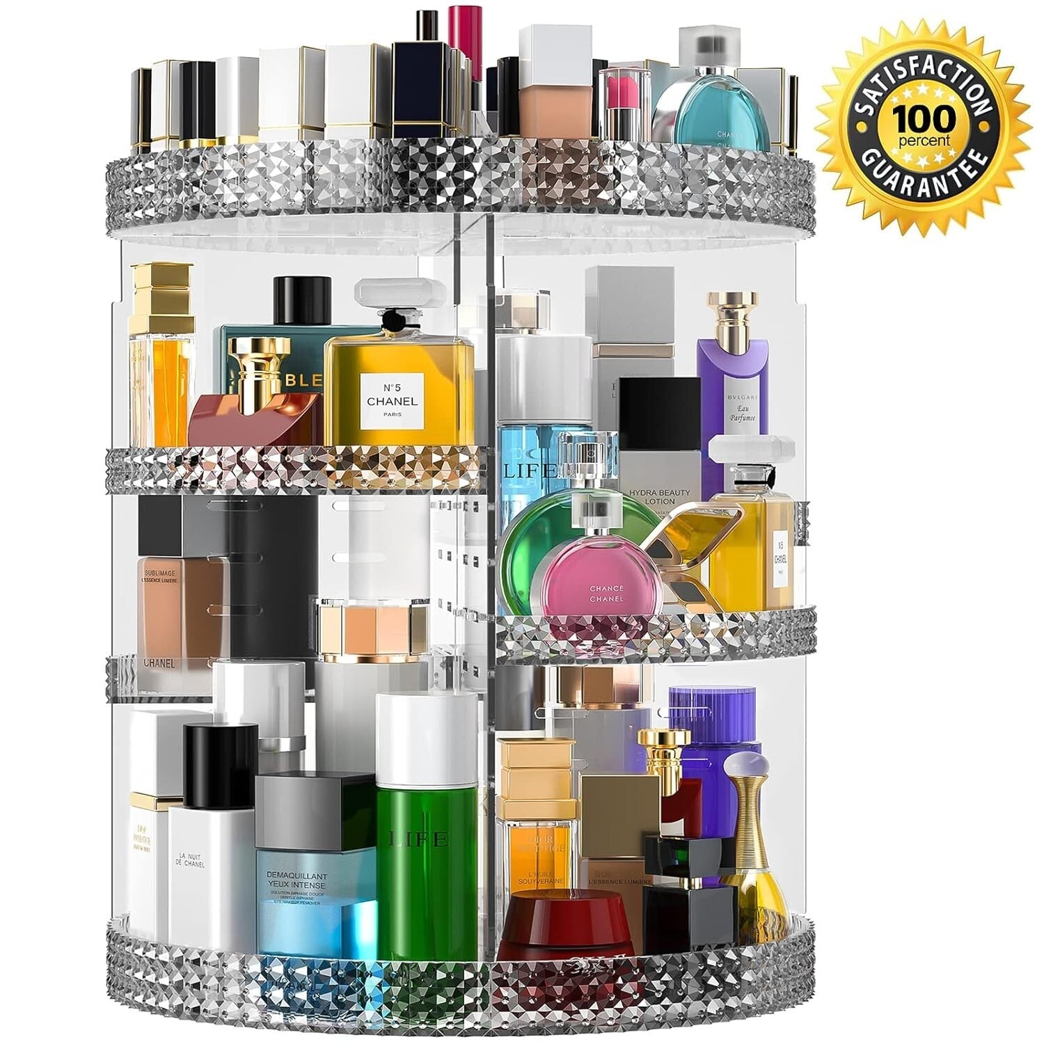 Stylish 7-Layer Free Standing Makeup Organizer with Polished Finish - Gray