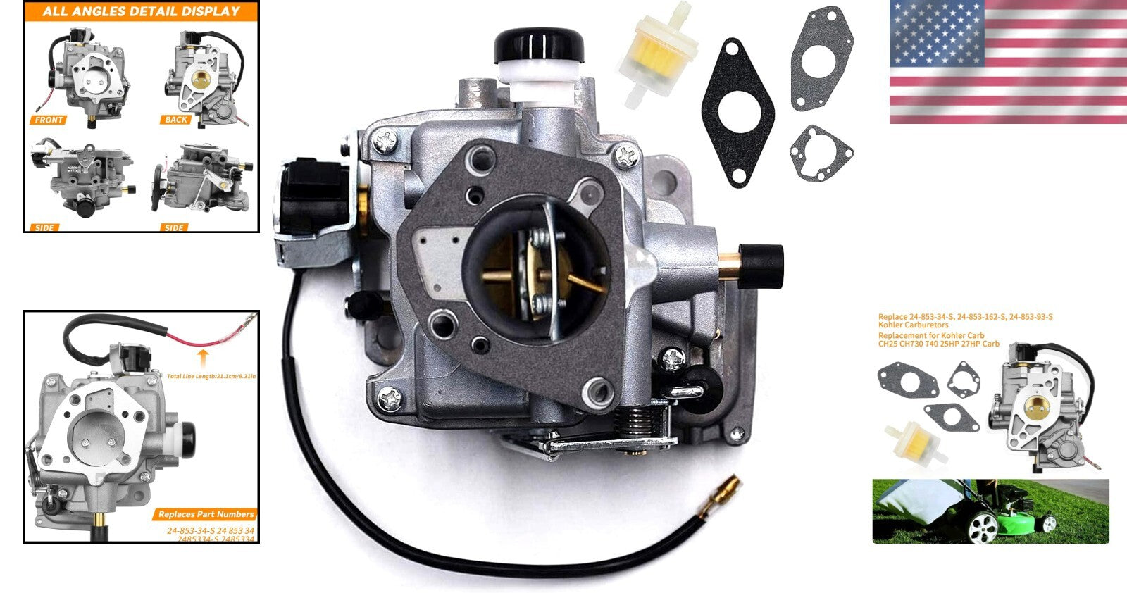 Durable Kohler Carburetor Replacement: Fit CH730, CH740, 23.5HP & 25HP Engines