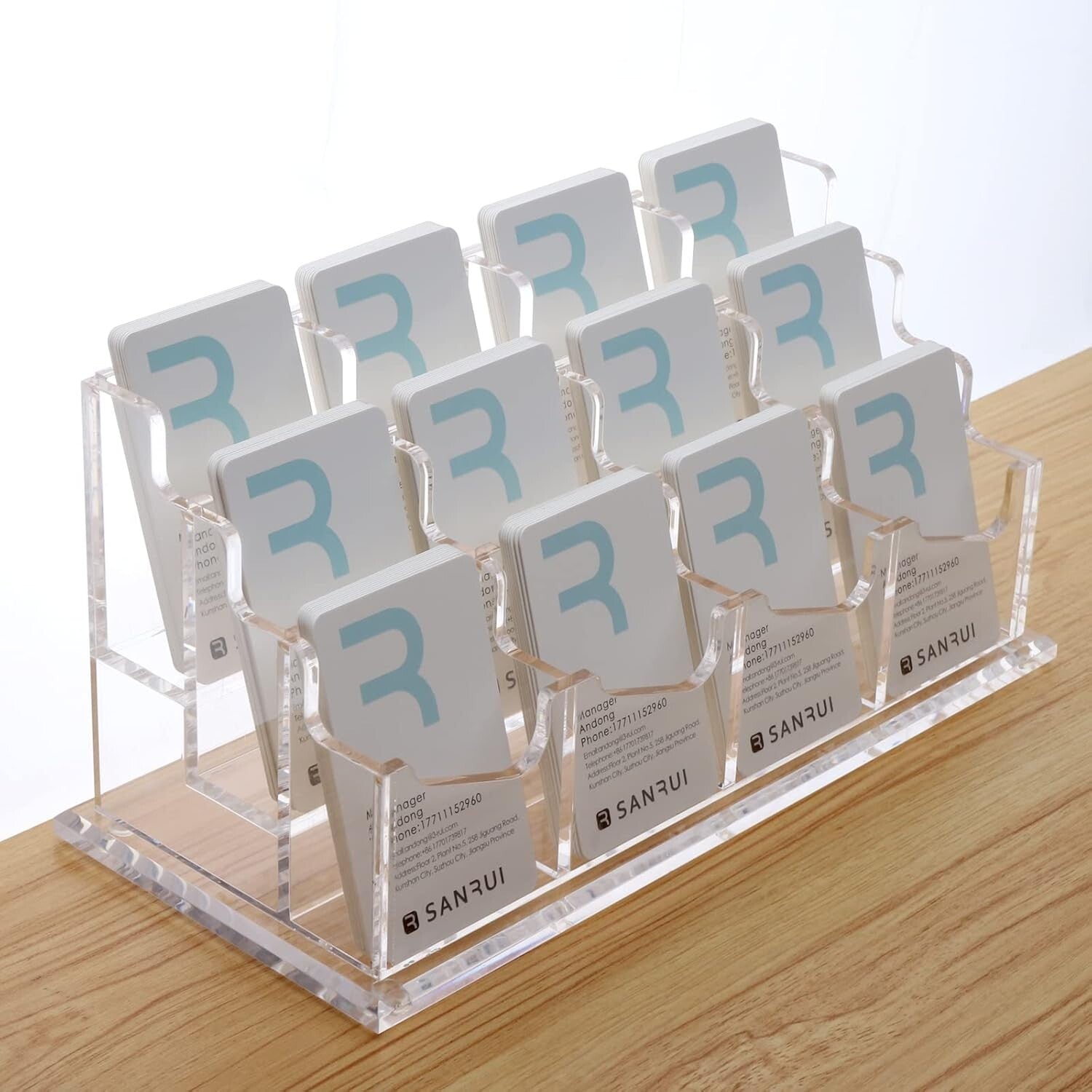 Elegant 3-Tier Acrylic Business Card Holder - Clear Display for Professionals