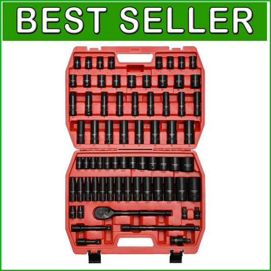 Versatile Impact Socket Set: 70 Pieces with Ratchet & Adapters - 1/2-Inch Drive