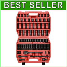 Load image into Gallery viewer, Versatile Impact Socket Set: 70 Pieces with Ratchet &amp; Adapters - 1/2-Inch Drive