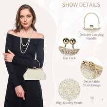 Load image into Gallery viewer, Handcrafted Vintage Pearl Evening Bag with Detachable Chain - Perfect for Brides