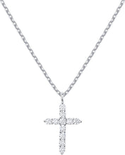 Load image into Gallery viewer, 14K Gold Plated Cubic Zirconia Cross Necklace - Elegant Faith Pendant for Women