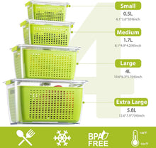 Load image into Gallery viewer, Keep Fruits and Vegetables Fresh - 4 Large BPA-Free Storage Containers with Lids