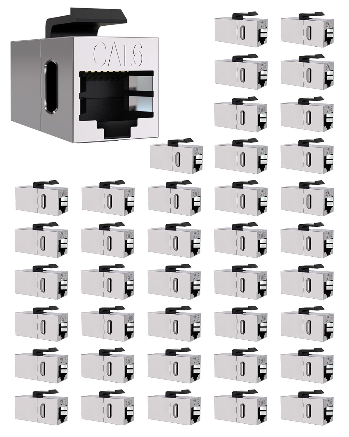 40 Pack Cat6 RJ45 Keystone Jacks - High-Speed Ethernet Couplers for Home Office
