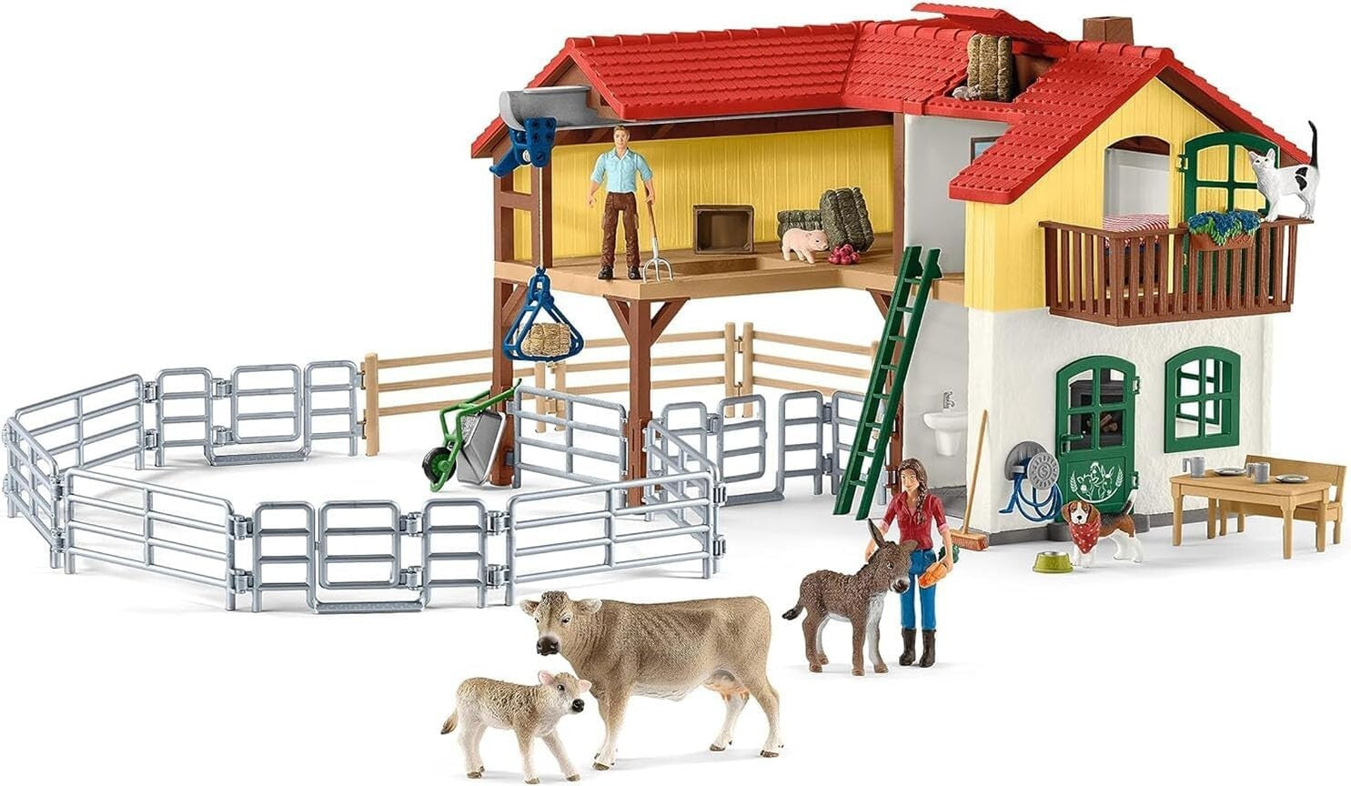 97-Piece Large Farmhouse Playset with Animals & Accessories for Imaginative Play