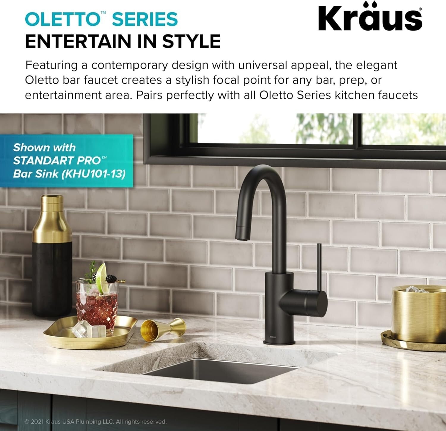 Contemporary Black Kitchen Faucet - Compact Design with Dual-Function Spray
