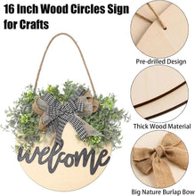 Load image into Gallery viewer, DIY Craft Kit: 12 18-Inch Wood Circles with Bows &amp; Twine for Holiday Projects