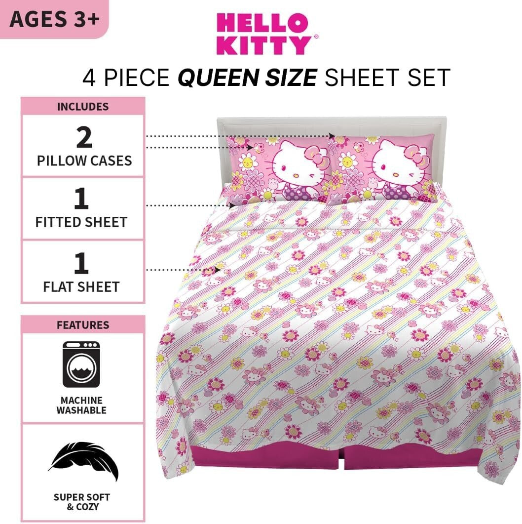 Super Soft Hello Kitty Bedding Set, Queen - Cartoon Patterned Comfort