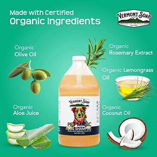 Gentle Organic Dog Shampoo with Olive Oil & Coconut for Sensitive Skin - 64oz