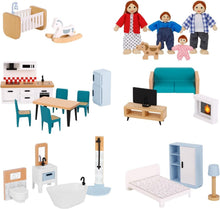 Load image into Gallery viewer, Complete Dollhouse Accessories with Family and Dog - Imaginative Play Set
