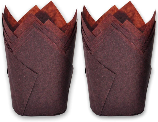 Bulk 500 Pack Brown Greaseproof Tulip Baking Cups - Perfect for All Occasions
