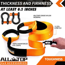 Load image into Gallery viewer, Weather-Resistant 4" x 30' Tow Strap Kit with 22% Elongation for Safe Recovery