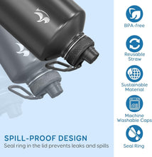 Load image into Gallery viewer, Magic Black 128 oz Insulated Water Jug with Straw &amp; 3 Lids - Ultimate Hydration