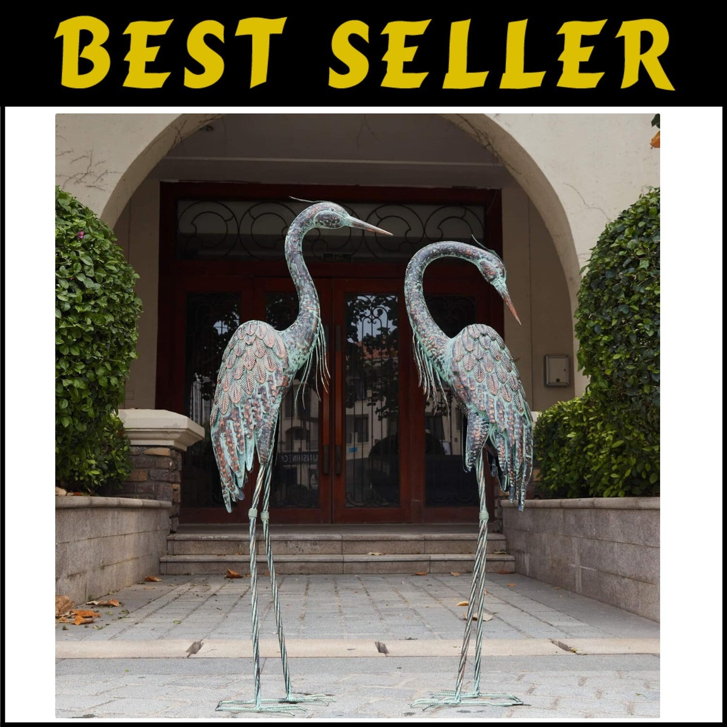 Charming Large Metal Crane Statues for Lawn and Pond – Waterproof Design