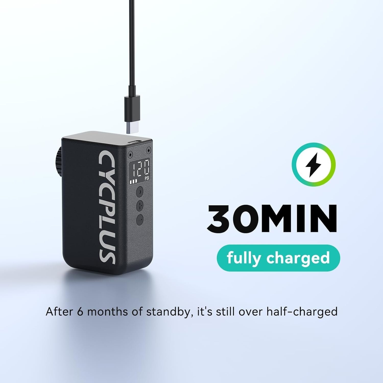 Compact 120 PSI Mini Inflator for E-Bikes and Mountain Bikes - Auto Stop Feature