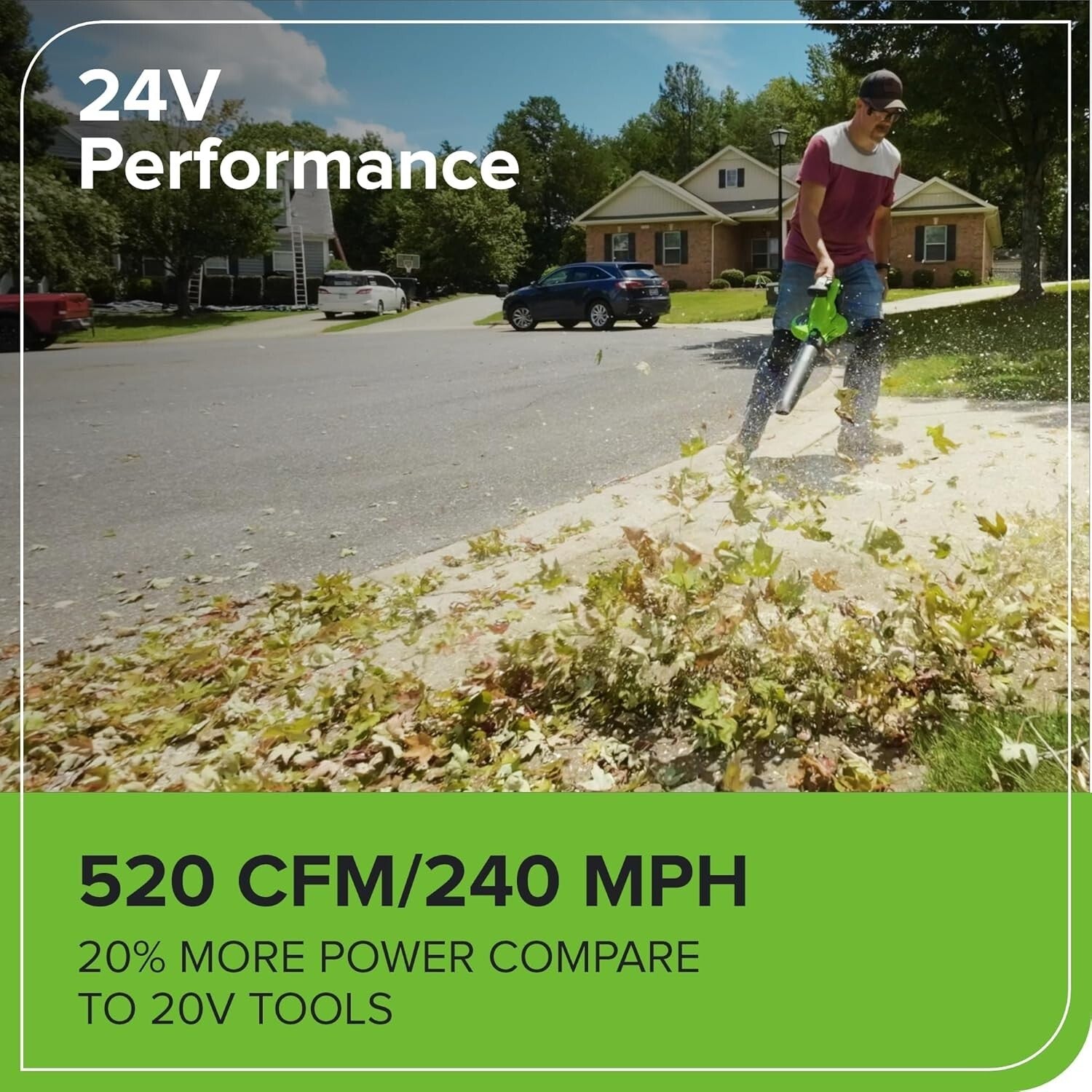 Cordless Green Leaf Blower/Vacuum - 48V Power with Adjustable Speed Control
