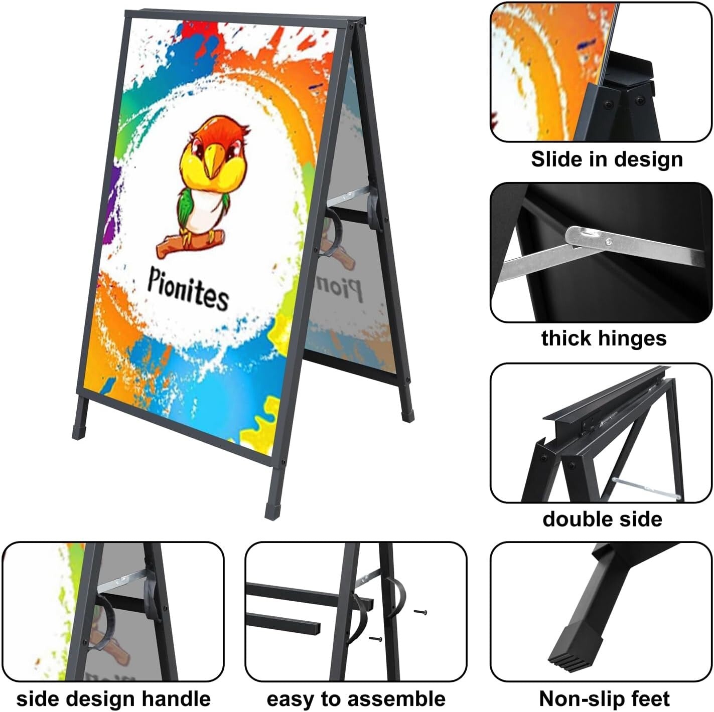 Heavy Duty A Frame Sandwich Board Sign Holder, 24x36 Inch - Double-Sided Display
