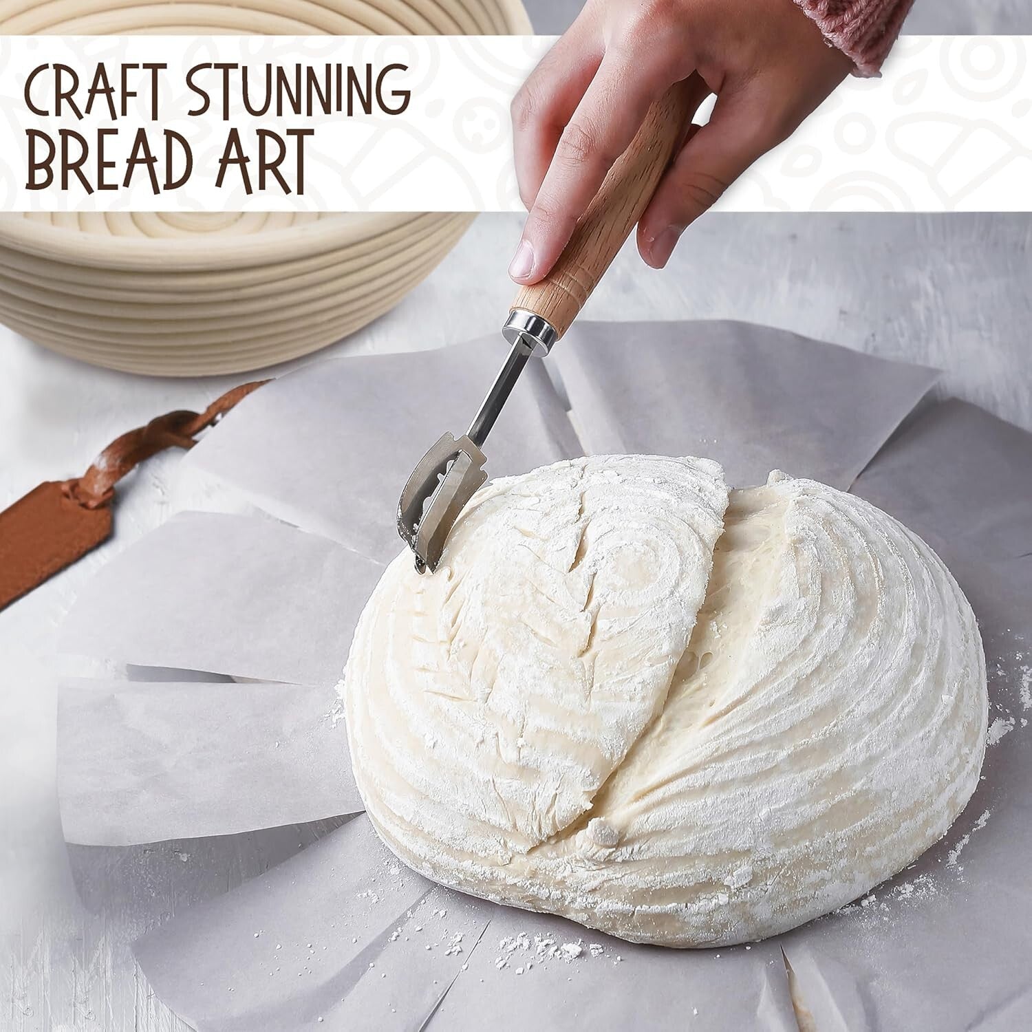 Artisan-Level 9' Round Banneton & Bread Baking Supplies Gift Set for All Skills