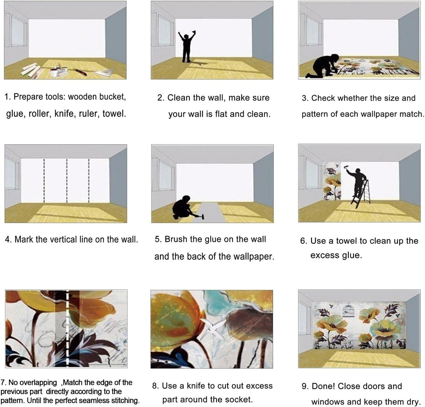 Stunning Silk Tropical Plant Mural Wallpaper - 158" x 110", Non-Self-Adhesive