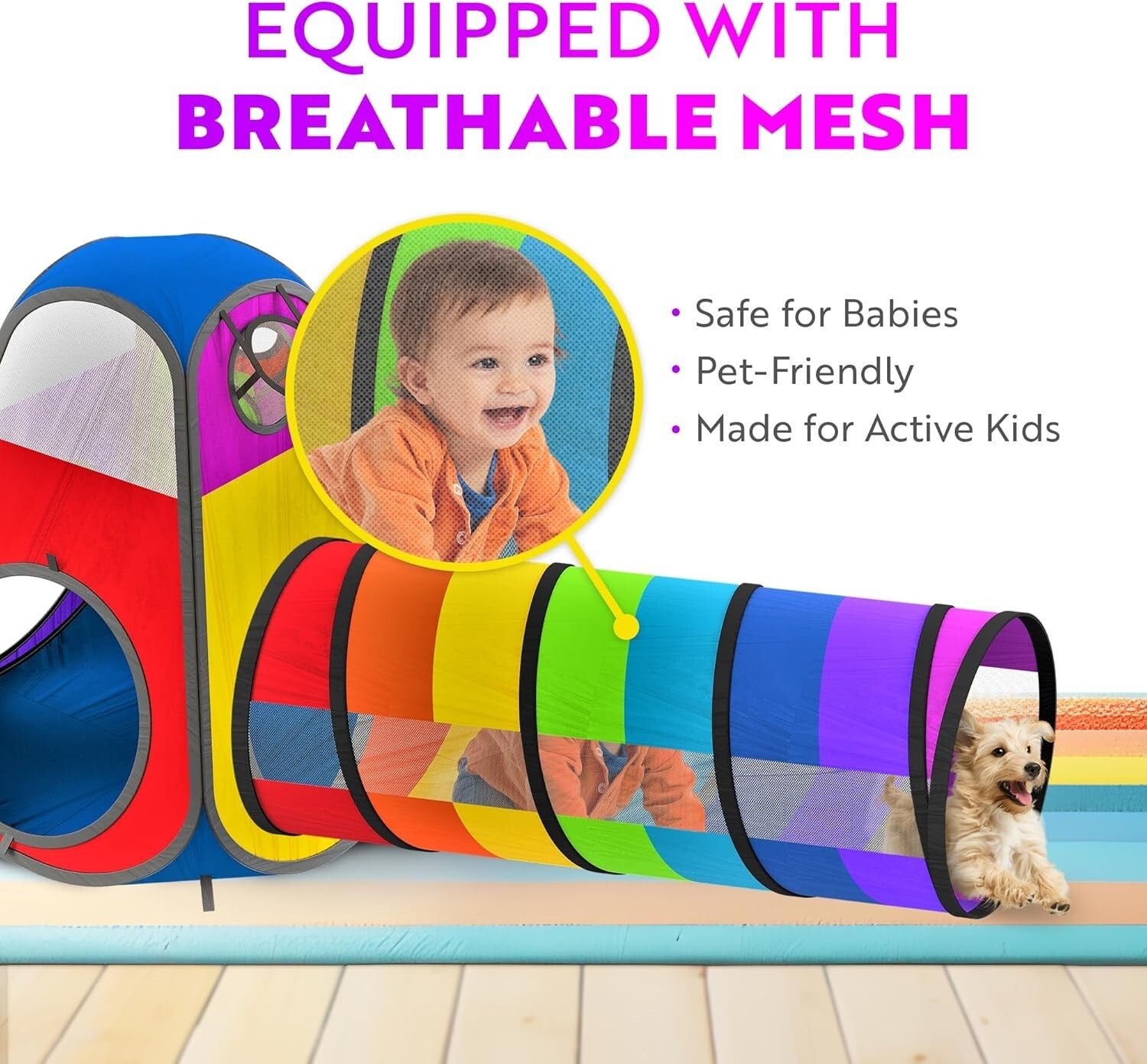 Durable 5pc Indoor/Outdoor Kids Play Tents with Crawling Tunnels & Ball Pit