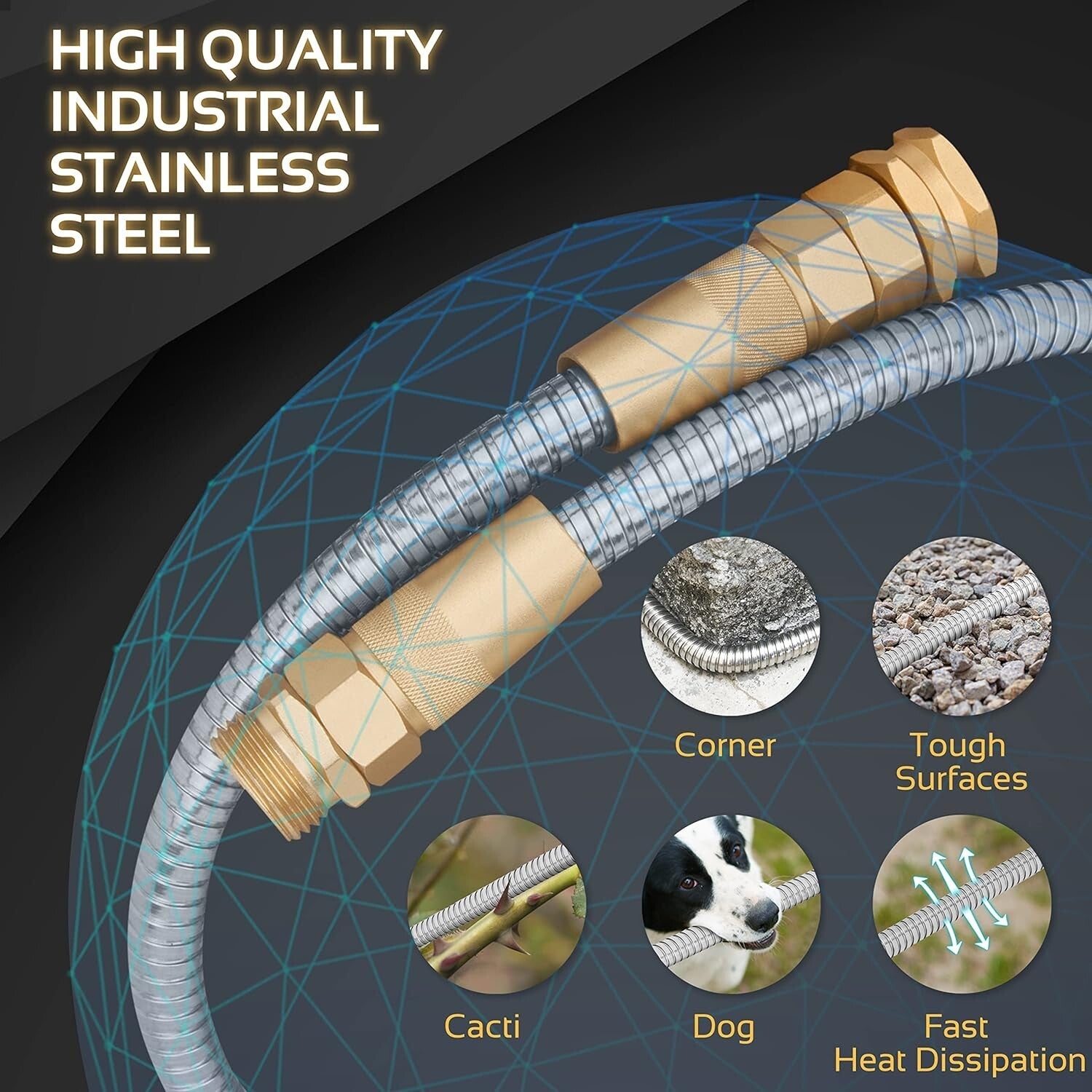 Flexible and Lightweight 50ft Stainless Steel Hose – No Kink & Puncture Proof