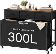 Load image into Gallery viewer, Multi-Functional 300L Laundry Basket with Rolling Design &amp; Sturdy Tabletop