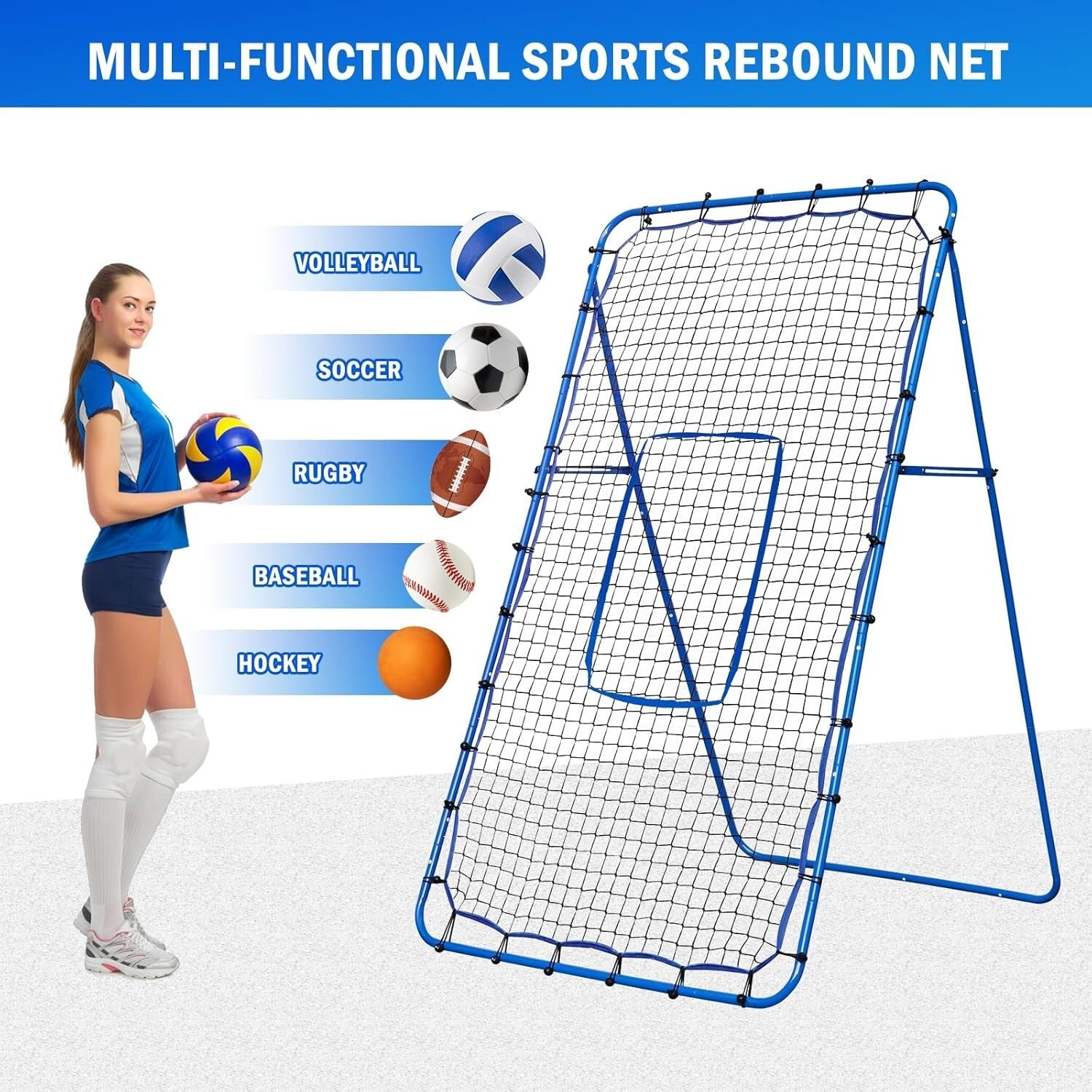 Quick Setup Pitch Back Net - Ideal for Lacrosse, Softball & Volleyball Training